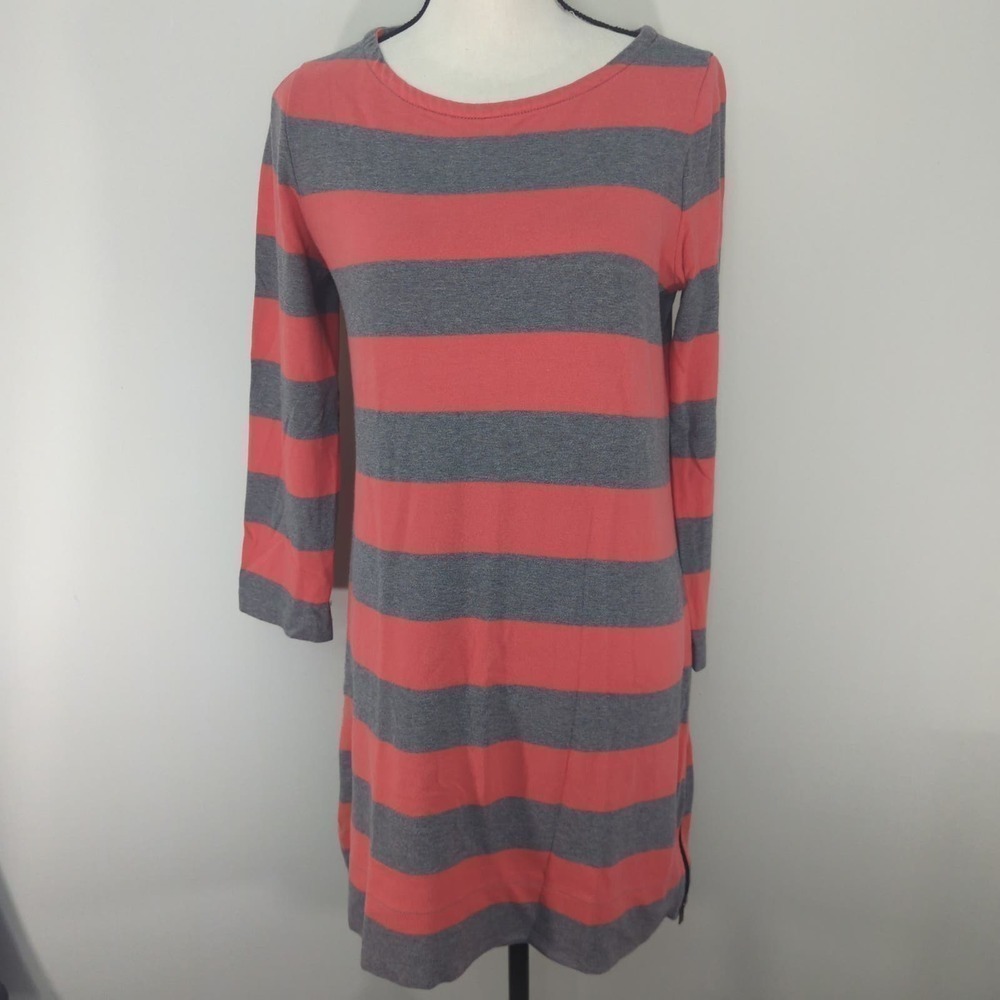 J. Crew Striped Cotton‎ Mini Dress Gray & Orange Sheath Zipped Side Size S